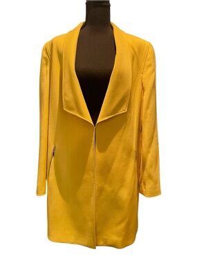 Tahari ASL Yellow Wing Collar Topper Jacket | Chic Structured Blazer Coat